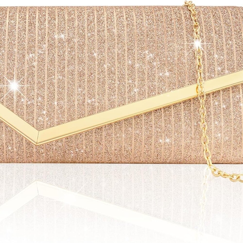Clutch Purses for Women, Shiny Pleated Sequin Envelope Evening Bags for Mother's